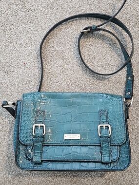 Kate Spade | Teal Croc-Embossed Crossbody Bag